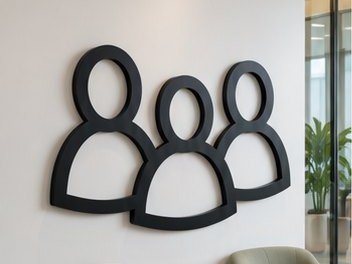 Three black outline figures for a meeting room