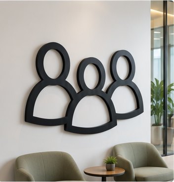 Three black outline figures for a meeting room