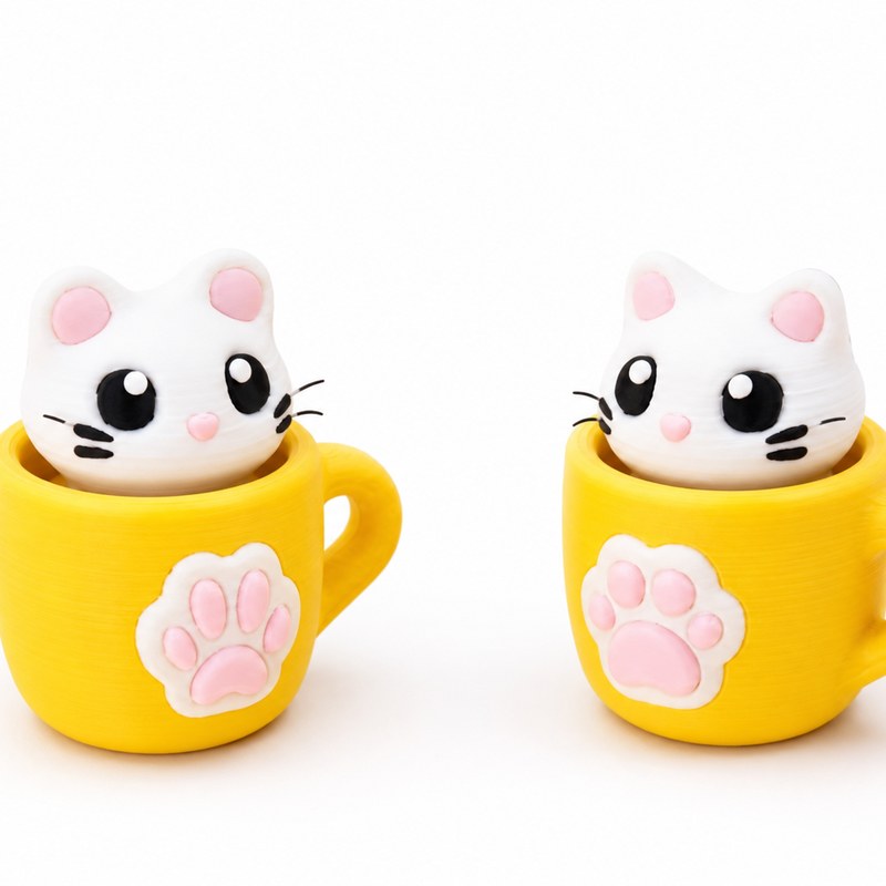 Cat & Mouse Mellow Clicky Cups, 3D printed
