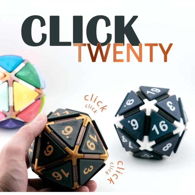 Clicky Twenty, 3D printed fidget clicker