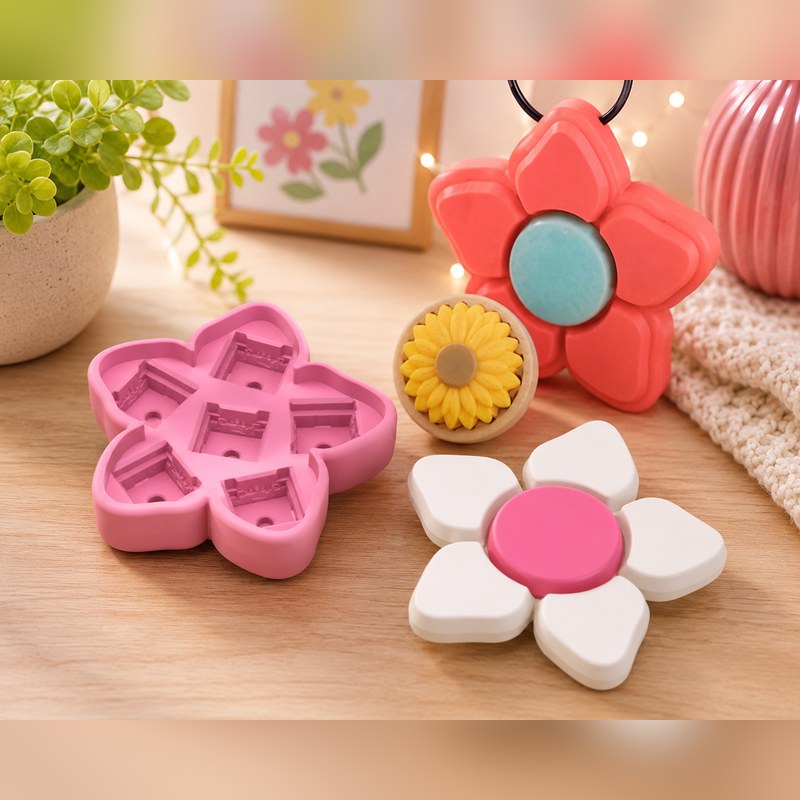 Flower Power — Five-flower base, 3D printed