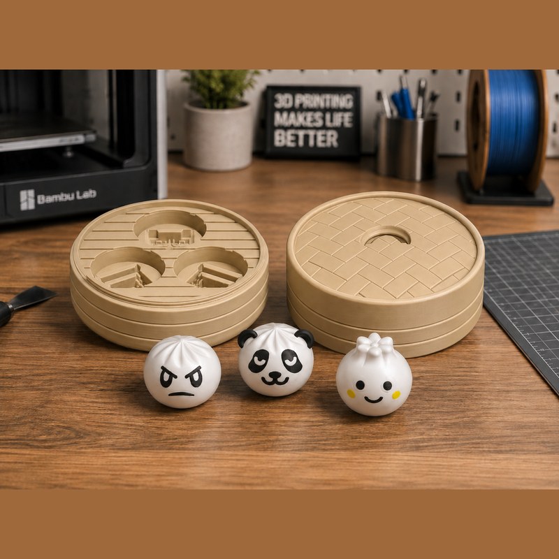 Pan-Dumplings — Three dumplings, 3D printed