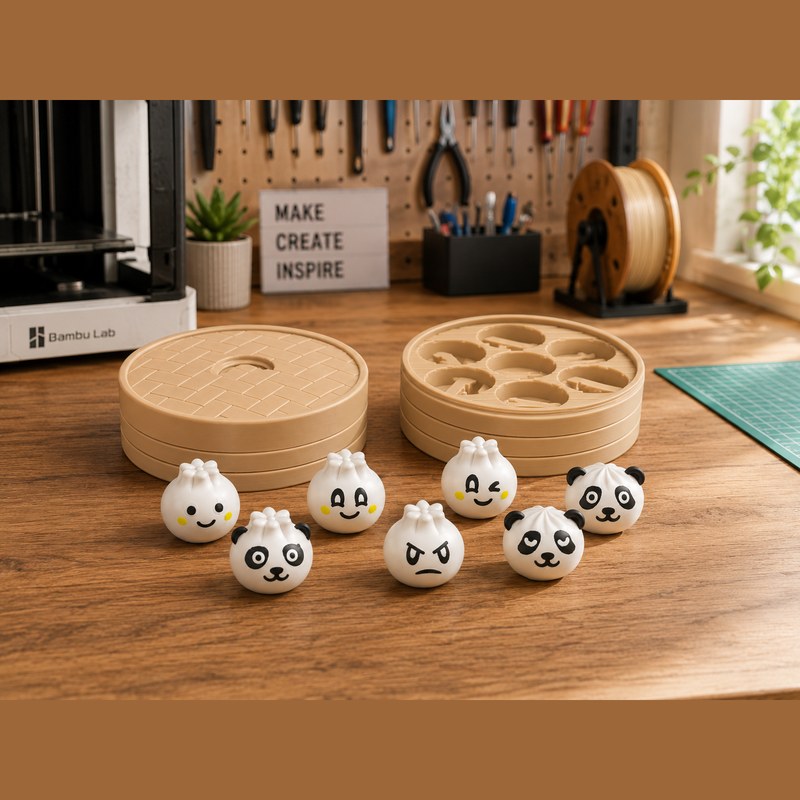 Pan-Dumplings — Seven dumplings, 3D printed
