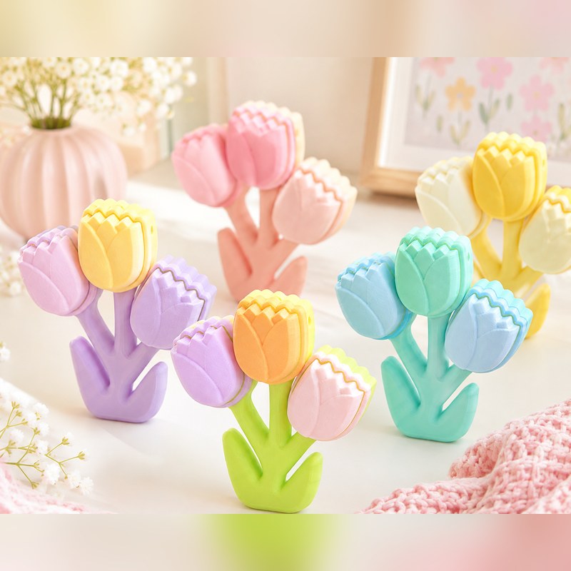 Tour of Tulips — Three-tulip stem, 3D printed