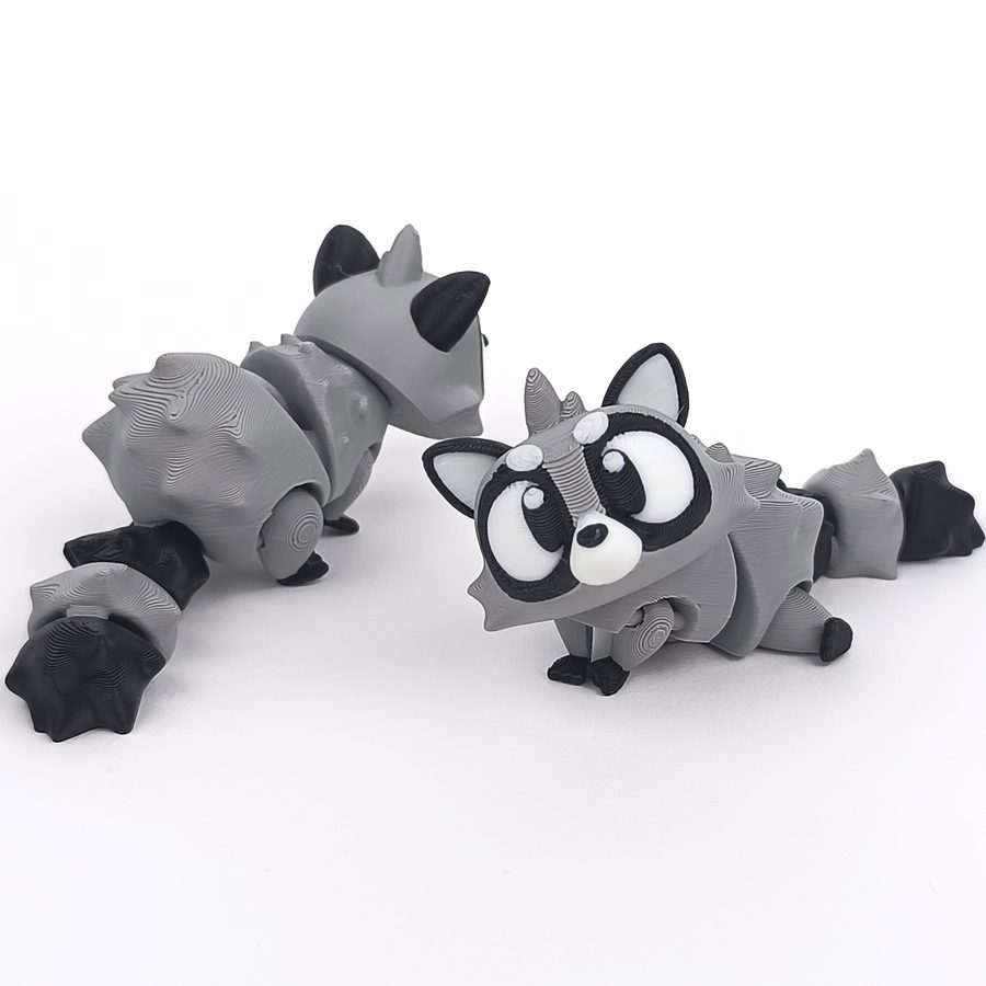 Flexi raccoon, 3D printed articulated toy