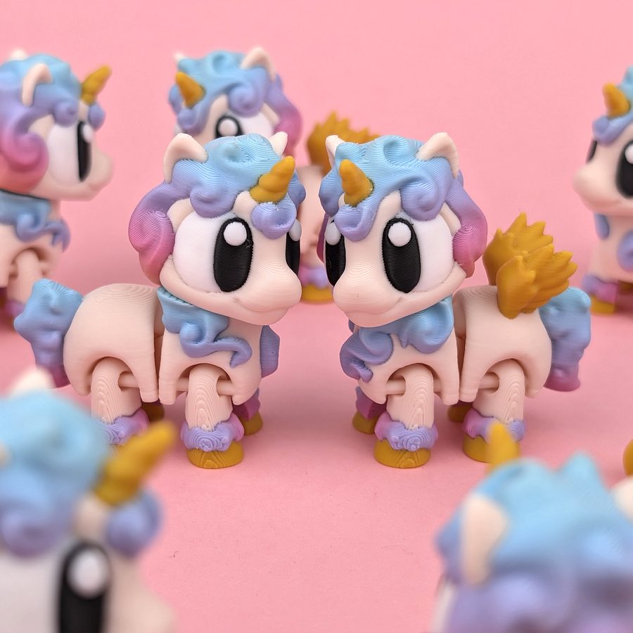 Flexi unicorn, 3D printed articulated toy