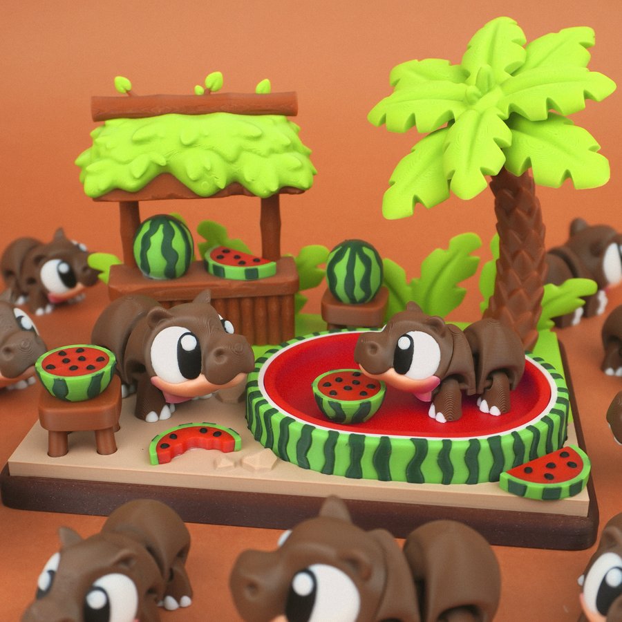 Hippo Watermelon Resort, 3D printed to order in Wentzville MO