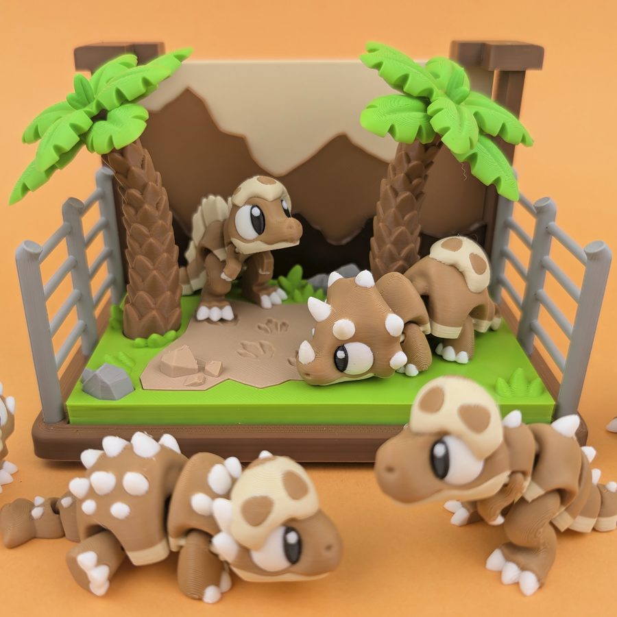Mini dino world 3D printed playset