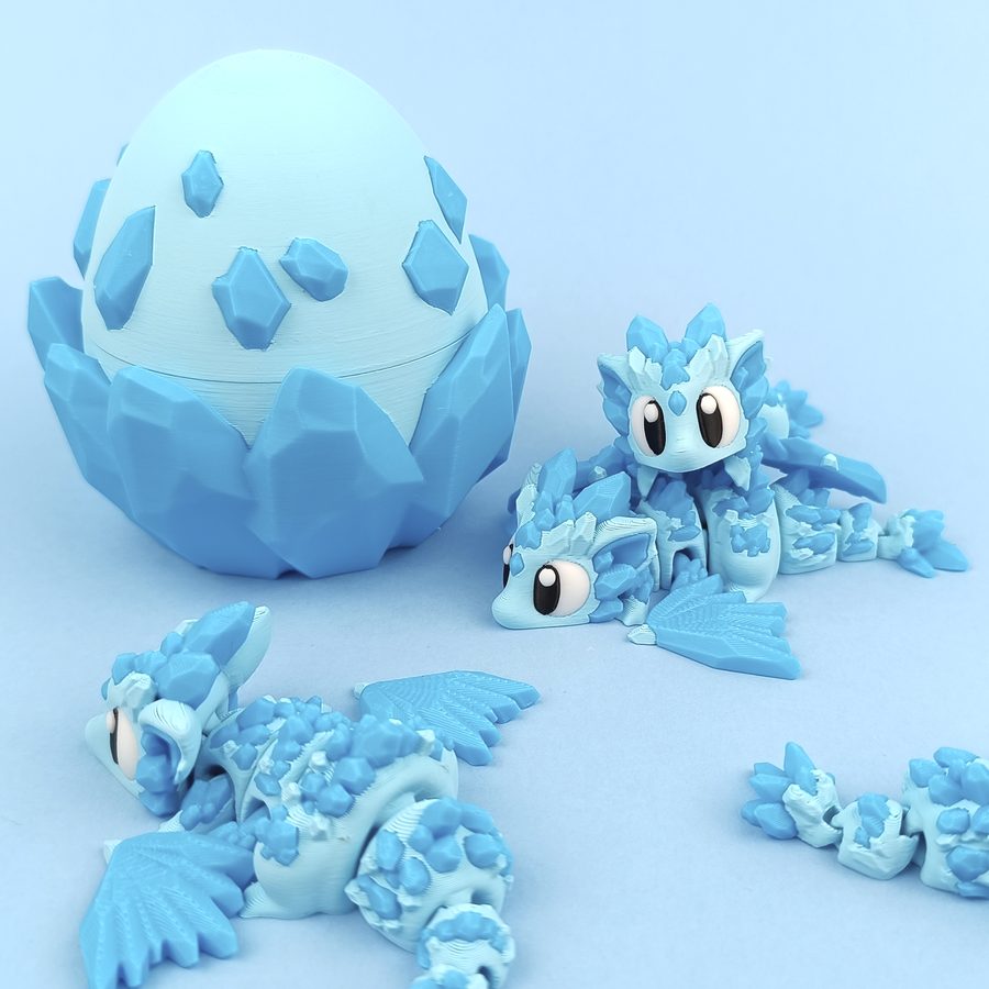 Crystal mini dragon with egg, 3D printed