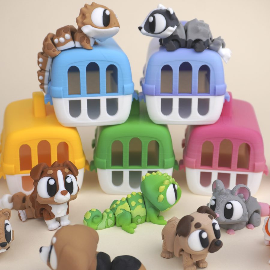 3D printed pet carrier for flexi toys